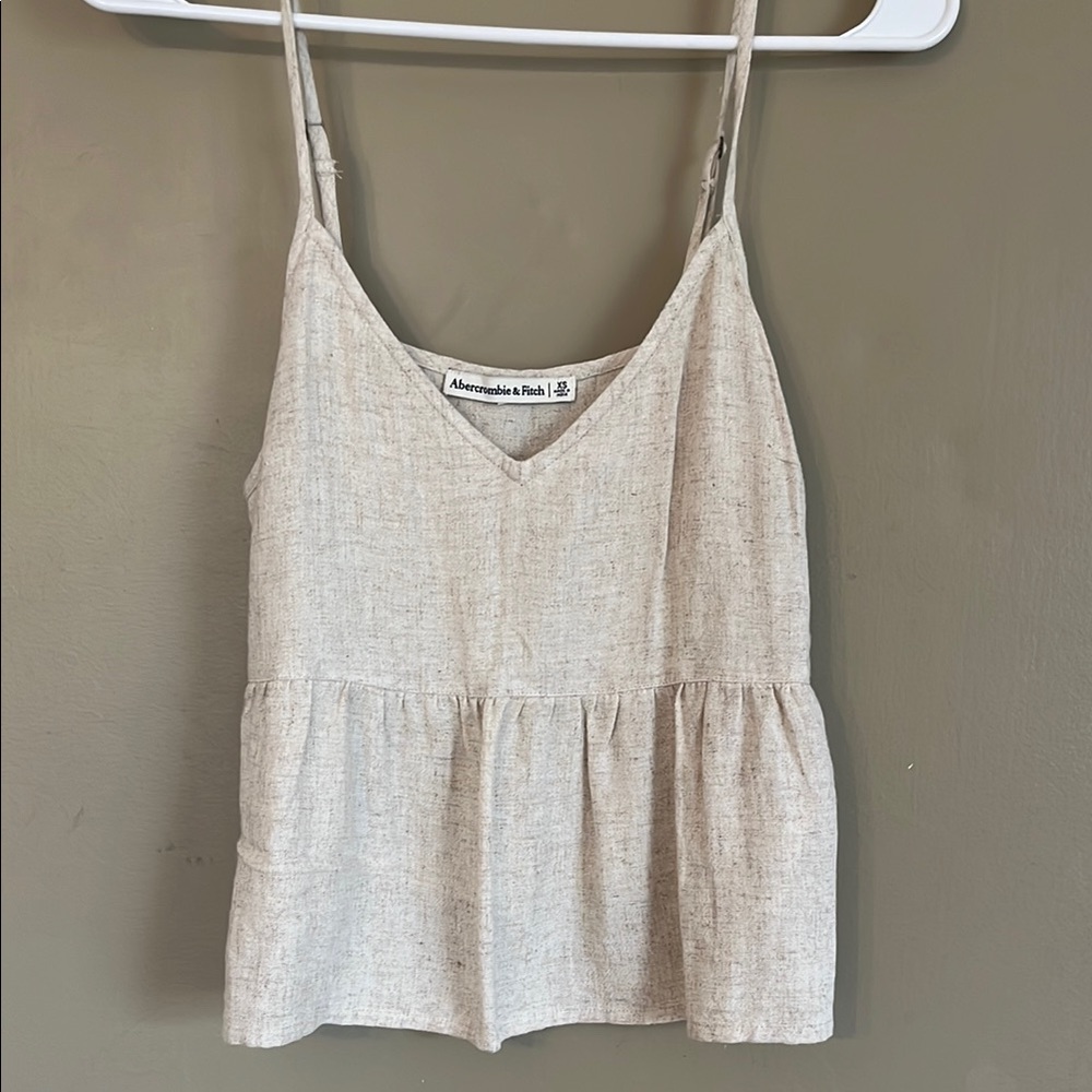 Abercrombie & Fitch Women's Cream Peplum Top - XS